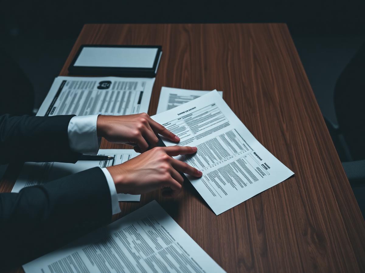 Financial models and scenario analysis on a conference table